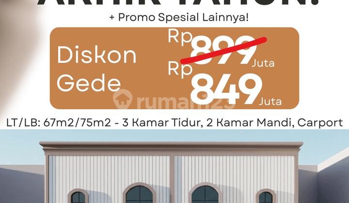 Rumah 2 Lantai Cluster Baru Lokasi Strategis