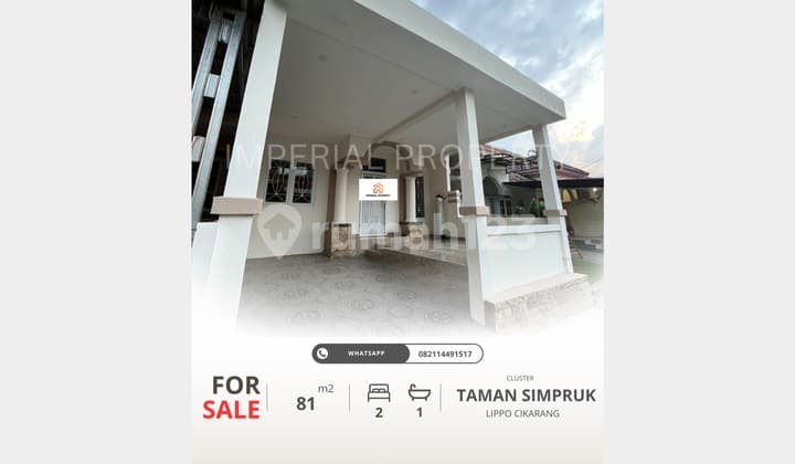 Dijual Rumah Cluster Taman Simpruk 2BR di Cikarang Cantik