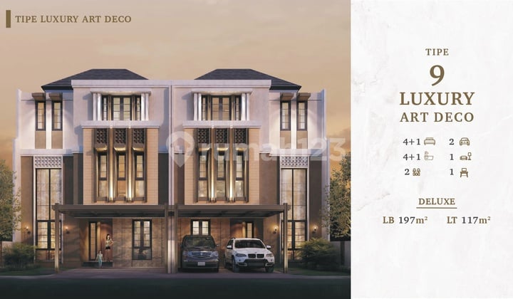 Rumah Prestisius Modern 3 Lantai Bukit Podomoro Jakarta, Klender - Tipe 9 Art Deco