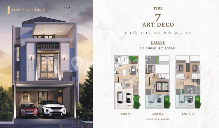 Rumah Modern & Prestisius Bukit Podomoro Jakarta, Klender - Tipe 7 Art Deco