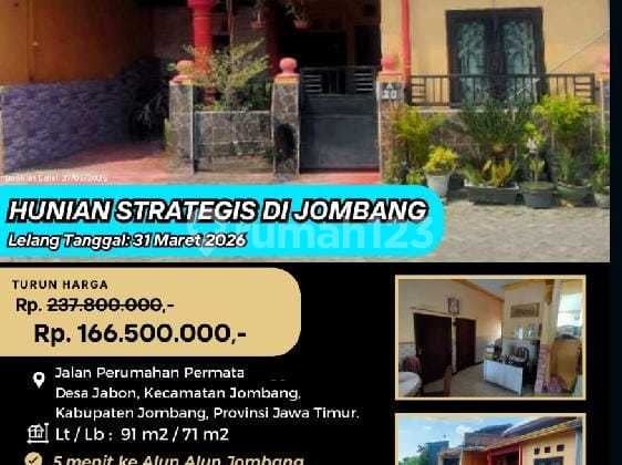 Dilelang Hunian Strategis di Kota Jombang Dekat Stasiun Jombang