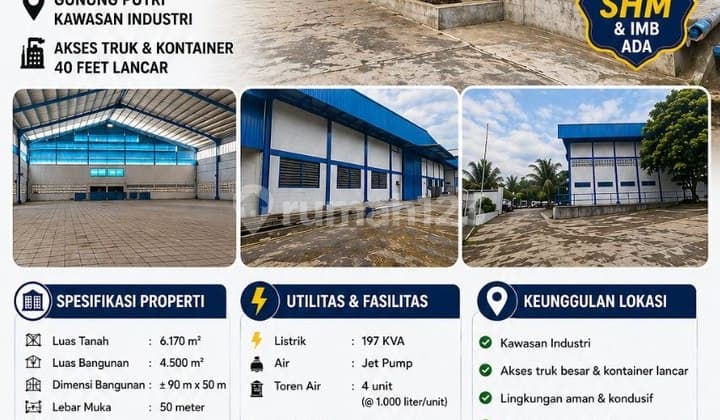 Disewakan Gudang Stand Alone 4500M2-Akses Kontainer 40Ft