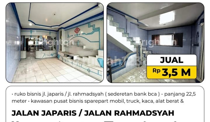 • Ruko Bisnis Jl. Japaris / Jl. Rahmadsyah Sederetan Bank Bca