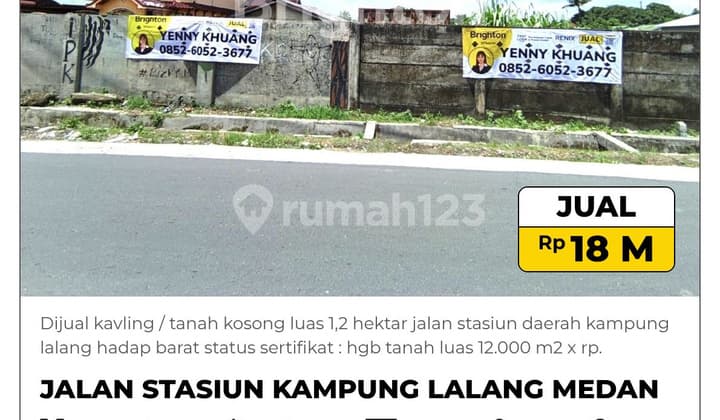 Dijual Kavling / Tanah Kosong Luas 1,2 Hektar
