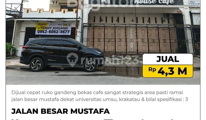 Dijual Cepat Ruko Gandeng Bekas Cafe Lokasi Ramai di Jln Mustafa