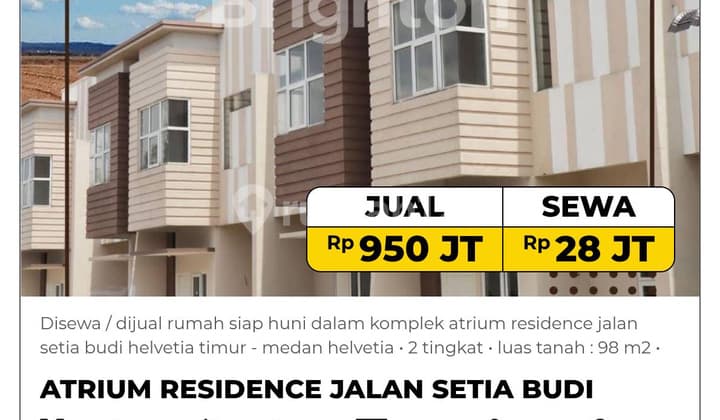 Disewa / Dijual Rumah Siap Huni Dalam Komplek Atrium Residence