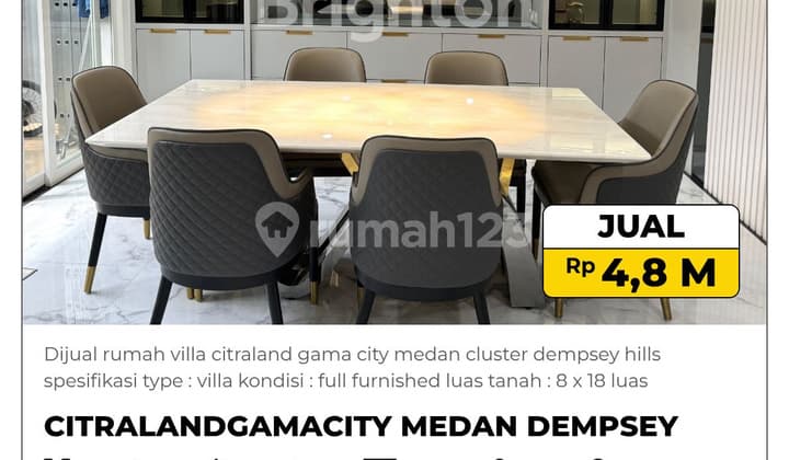 Dijual Rumah Villa Dalam Komplek Citraland Gama City