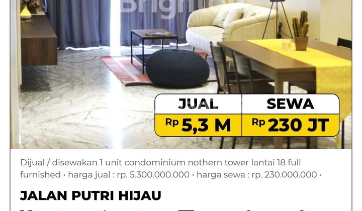 Dijual / Disewakan Apartemen Tower Lexington Full Furnished