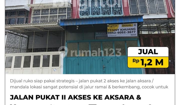 Dijual Ruko Siap Pakai Strategis Akses Inti Kota