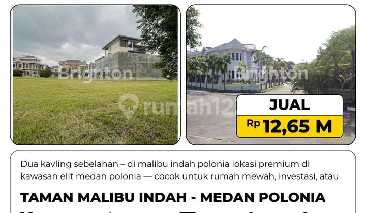 Dijual Tanah Kosong Dalam Komplek Malibu Indah Medan Polonia