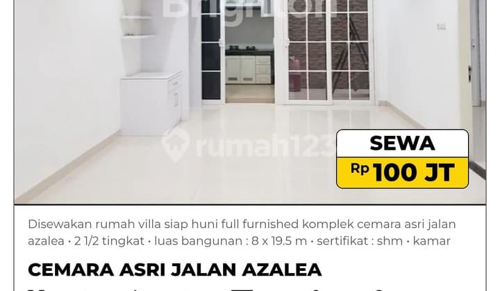 For Rent: Fully Furnished Villa House Ready to Live In, Cemara Asri Complex, Azalea Street