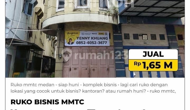 Dijual Ruko Bisnis Komplek Bisnis Komplek Mmtc Medan - Pancing