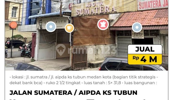 Dijual Ruko Bisnis Di Pusat Medan Kota Jalan Sumatera