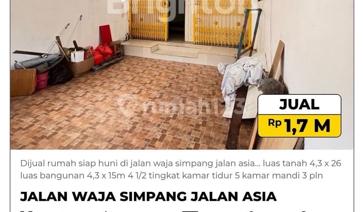 Dijual Rumah Siap Huni Jalan Waja Simpang Jalan Asia Medan