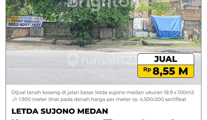 Dijual Tanah Kosong di Jalan Besar Letda Sujono Medan