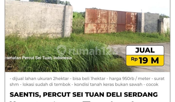 Dijual Cepat Tanah / Lahan Kosong 2 Hektar bisa Beli 1 Hektar