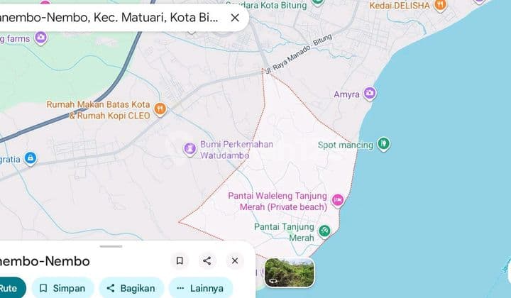 Tanah di Manembo Nembo Bitung SHM Luas 76.403