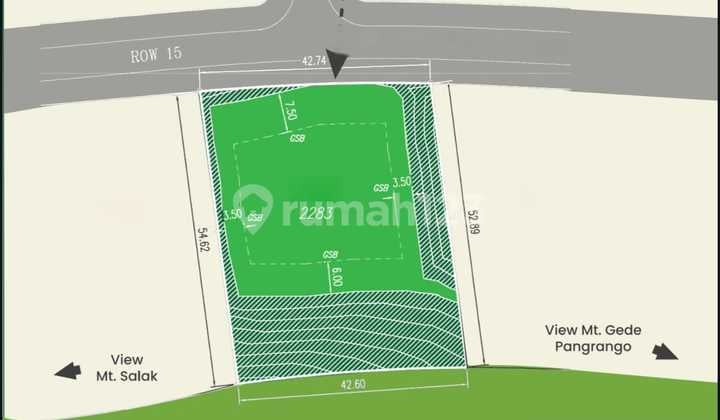 11.8jt Rancamaya Kavling 2283m² 2 View Utara-selatan View Gunung