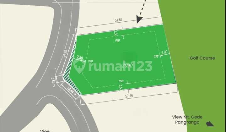 11.8jt Rancamaya Kavling 2090m² Barat-timur Direct Golf 2 View