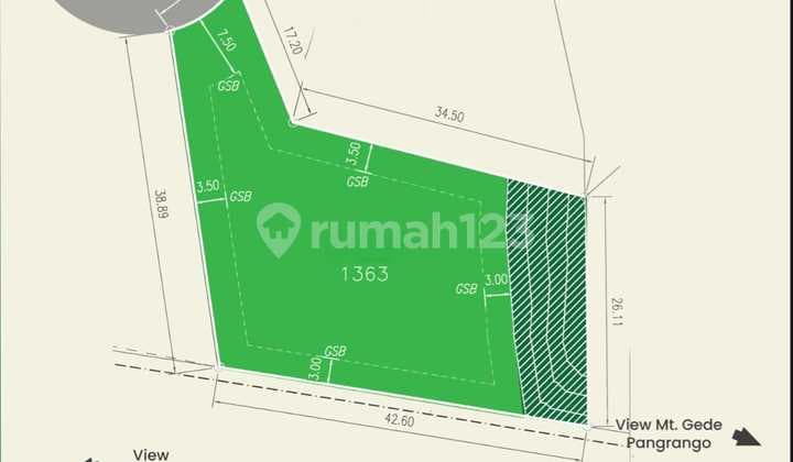 9jt Kavling Rancamaya 1.363m2 Barat Laut Ngantong Hoki Badan
