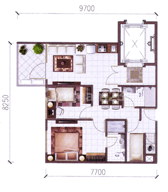 Apartment Sky Terrace (2+1 BR)