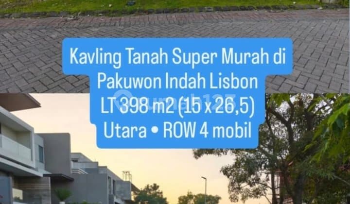 Turun Harga - Dijual Kavling Tanah Pakuwon Indah Lisbon Surabaya Barat, Lokasi Bagus Banget Dekat Club House dan Row Jalan 4 Mobil. Dekat dengan Cluster Baru Belvedere