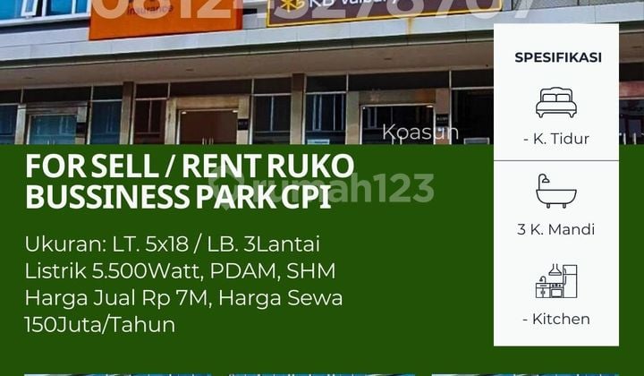 Dijual/disewa Ruko Premium Business Park Citraland City Cpi