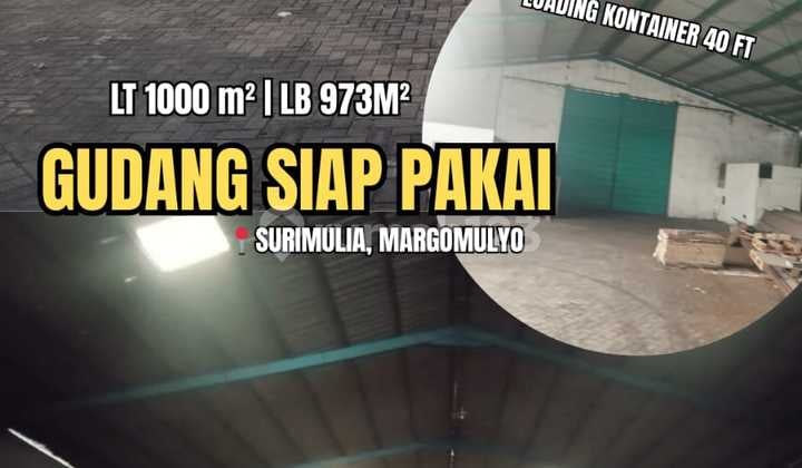 Disewakan Gudang Siap Pakai Surimulia, Margomulyo Full Bangunan
