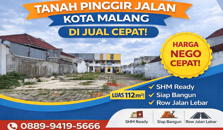 Tanah Pinggir Jalan Kota Malang Siap Bangun
