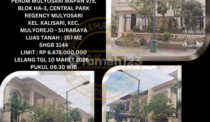 Jual Rumah Lelang Bank di Mulyorejo Surabaya (Mulyosari Mapan) - Lelang Kpknl