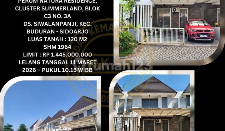 Jual Rumah Lelang Bank di Buduran Sidoarjo (Natura Residence Cluster Summerland) - Lelang Kpknl