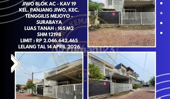 Dijual Rumah Via Lelang di Tenggilis Mejoyo Surabaya (Perum Taman Panjang Jiwo) - Lelang Kpknl
