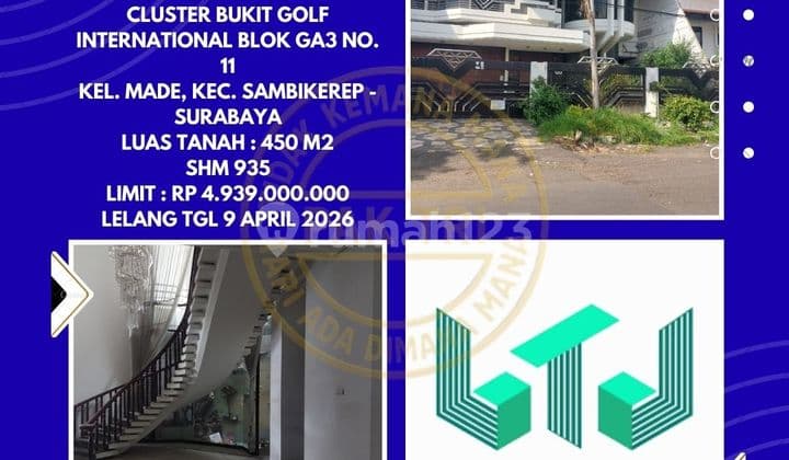 Dijual Rumah Via Lelang di Sambikerep Surabaya (Perum Citraland Cluster Bukit Golf International) - Lelang Kpknl