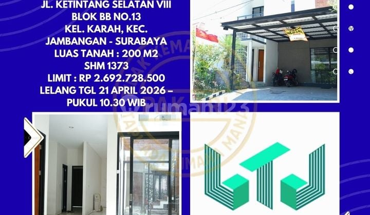 Dijual Rumah Via Lelang di Jambangan Surabaya (Perum Ketintang Permai) - Lelang Kpknl