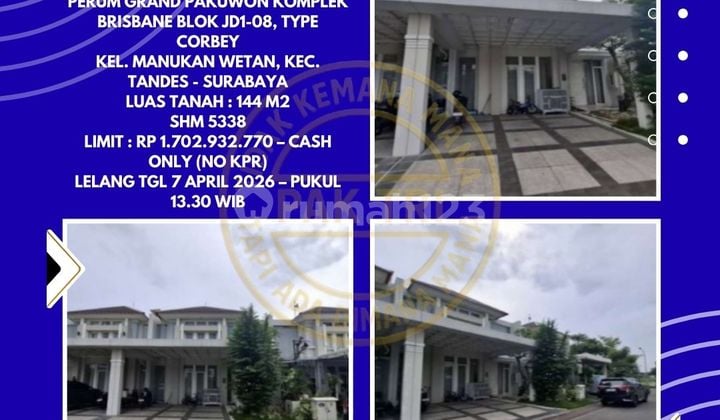 Dijual Rumah Via Lelang di Tandes Surabaya (Grand Pakuwon Komplek Brisbane) - Lelang Kpknl