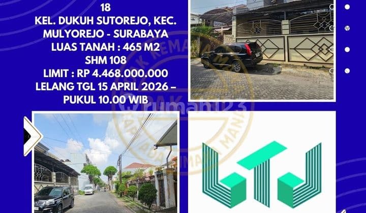 Dijual Rumah Via Lelang di Mulyorejo Surabaya (Jalan Gading Pantai) - Lelang Kpknl