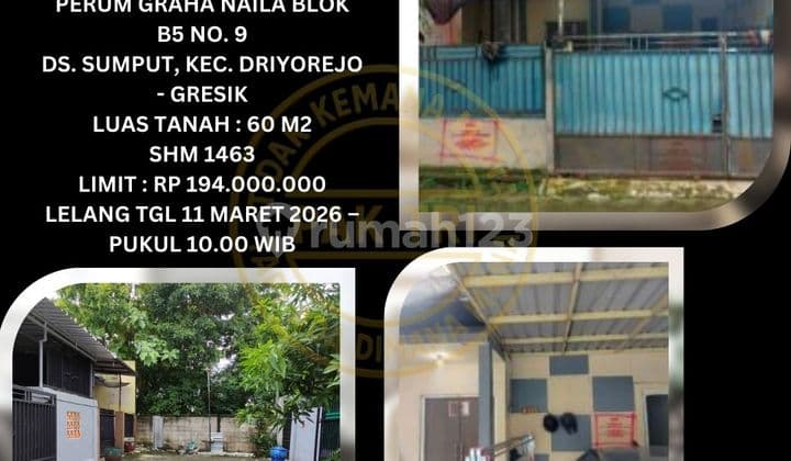 Jual Rumah Lelang Bank di Driyorejo Gresik (Perumahan Graha Naila) - Lelang Kpknl