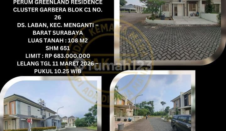 Jual Rumah Lelang Bank di Menganti (Perum Greenland Residence Cluster Garbera) - Lelang Kpknl