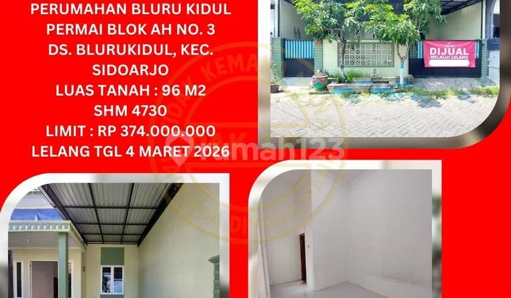 Jual Rumah Lelang Bank di Sidoarjo (Perum Bluru Kidul Permai) : Lelang Kpknl