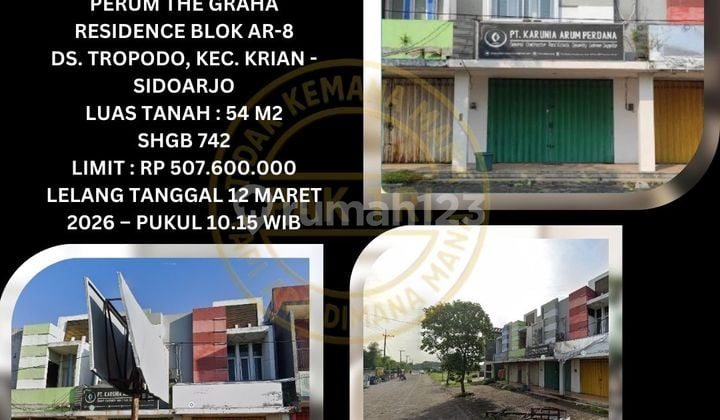 Jual Ruko Lelang Bank di Krian Sidoarjo (Perum The Graha Residence) - Lelang Kpknl