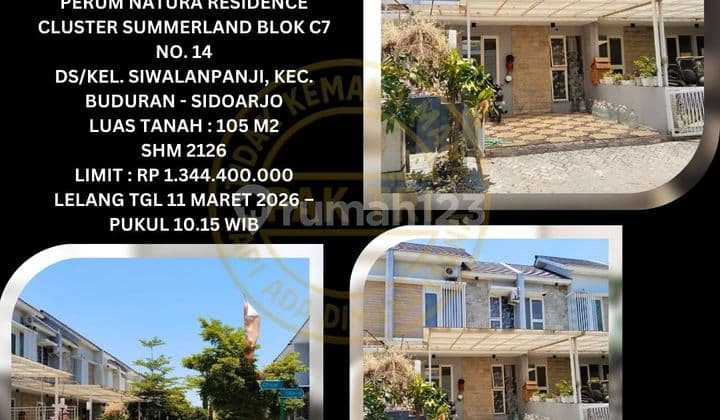 Jual Rumah Lelang Bank di Buduran Sidoarjo (Natura Residence Cluster Summerland) - Lelang Kpknl