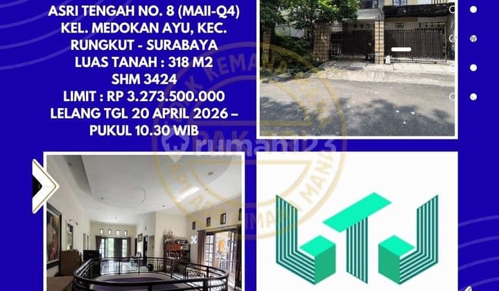 Dijual Rumah Via Lelang di Rungkut Surabaya (Jalan Taman Medokan Asri Tengah) - Lelang Kpknl