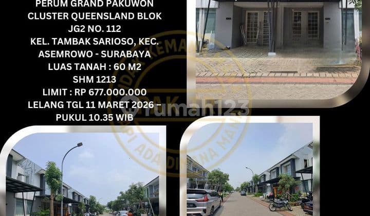 Jual Rumah Lelang Bank di Asemrowo Surabaya (Perum Grand Pakuwon Cluster Queensland) - Lelang Kpknl