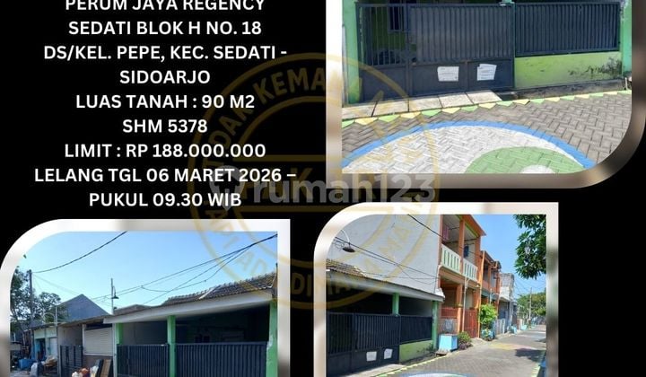 Jual Rumah Lelang Bank di Sedati Sidoarjo (Perum Jaya Regency Sedati) - Lelang Kpknl