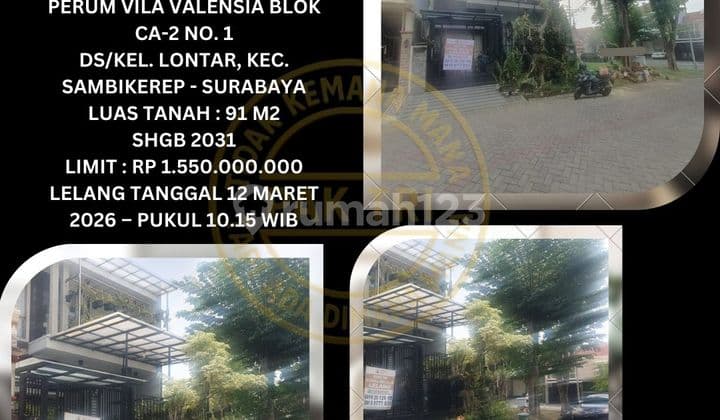 Jual Rumah Lelang Bank di Sambikerep Surabaya (Perum Vila Valensia) - Lelang Kpknl