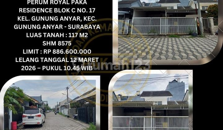 Jual Rumah Lelang Bank di Gunung Anyar Surabaya (Perum Royal Paka Residence) - Lelang Kpknl