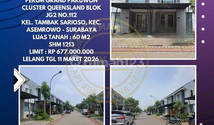 Jual Rumah Lelang Bank di Asemrowo Surabaya (Grand Pakuwon Cluster Queensland) - Lelang Kpknl