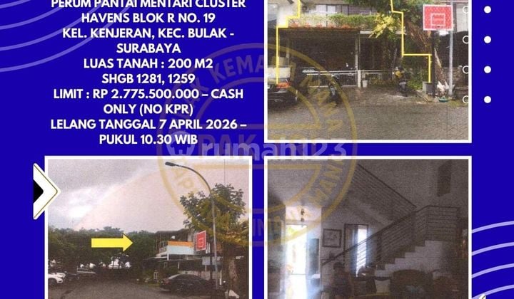 Dijual Rumah Via Lelang di Bulak Surabaya (Perum Pantai Mentari Cluster Havens) - Lelang Kpknl