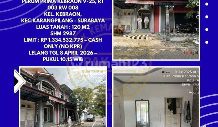 Dijual Rumah Via Lelang di Karangpilang Surabaya (Perum Prima Kebraon) - Lelang Kpknl