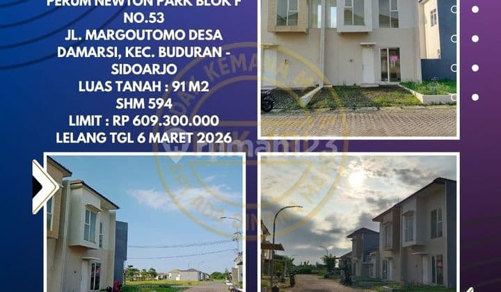 Jual Rumah Lelang Bank di Buduran Sidoarjo (Perum Newton Park) - Lelang Kpknl